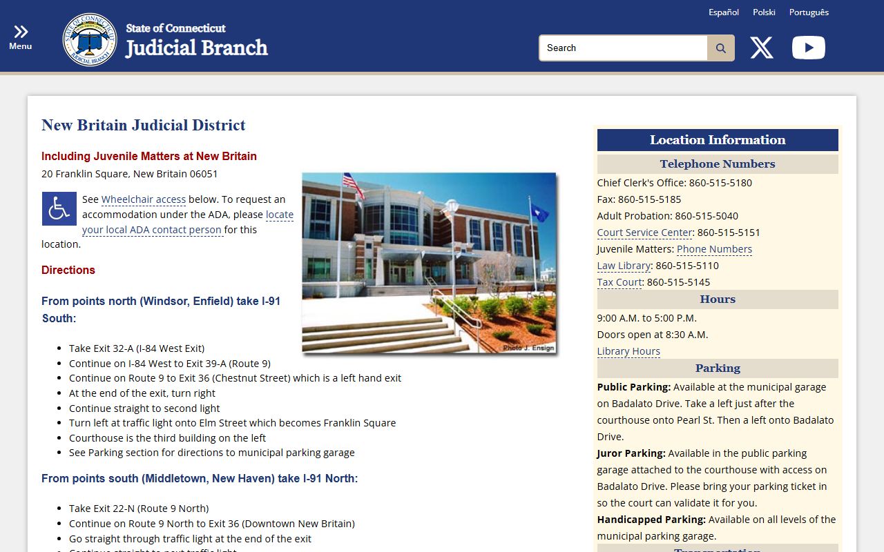 New Britain GA 15 courthouse directory page for Bristol court records after an arrest