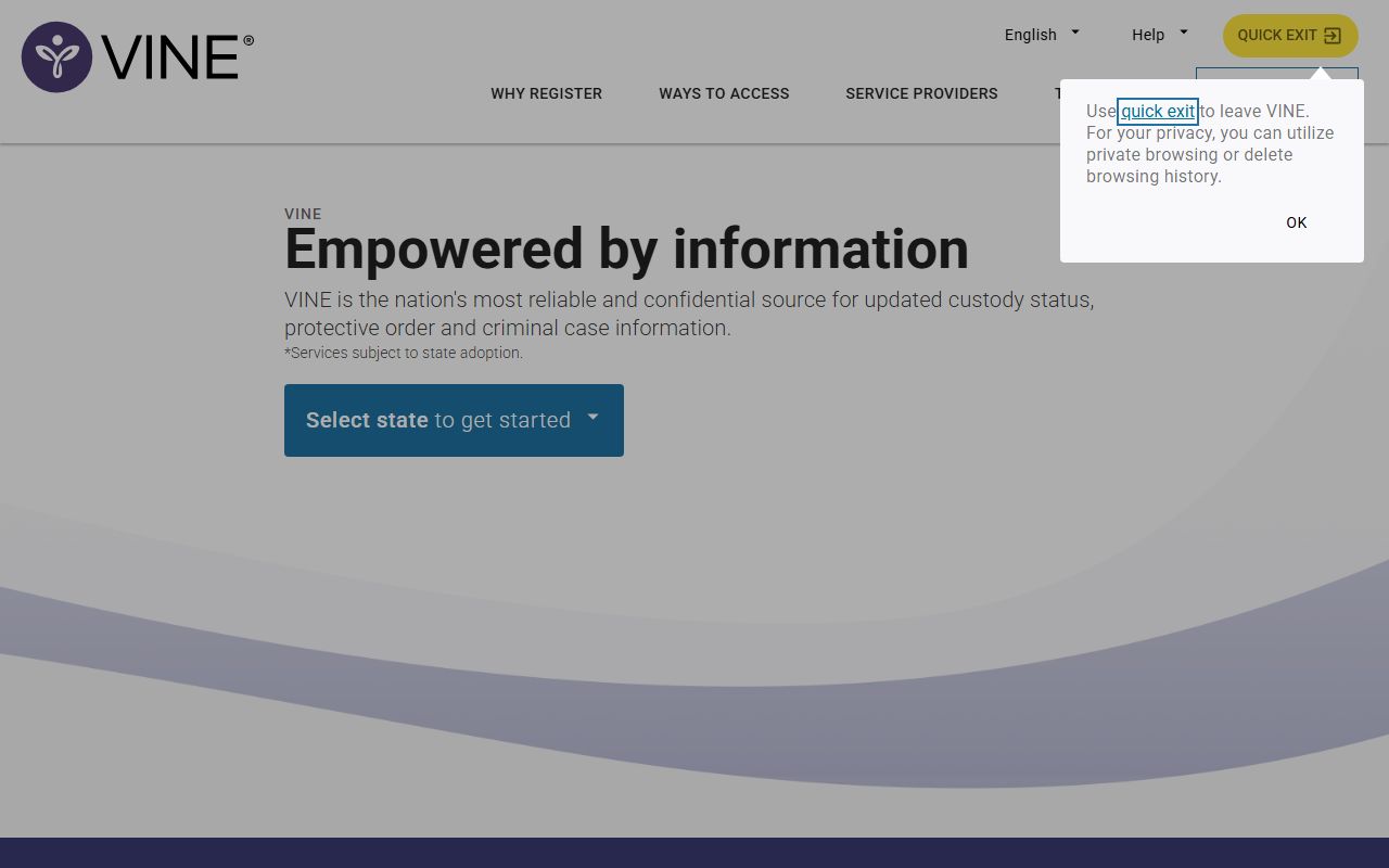 VINELink Connecticut portal for Bristol inmate custody-status notifications